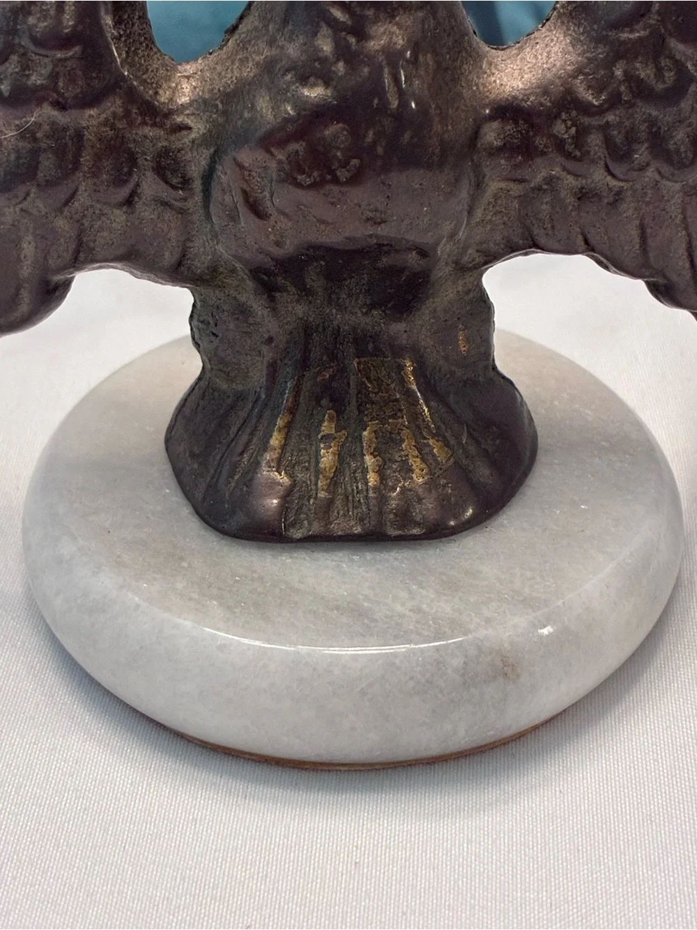Vintage bronze eagle statue/paper weight on marble base